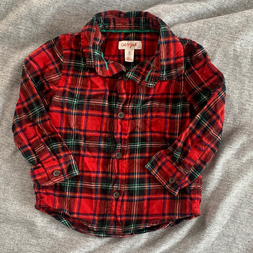 Cat & Jack Plaid Button Down Shirt - 2T